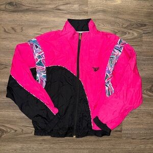 Vintage 90s Reebok Pink/ Black Retro Windbreaker Zip-Up Jacket – Small Medium